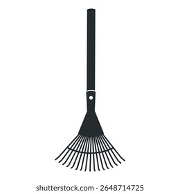 Leaf rake icon silhouette. Lawn rake. Garden tool for autumn leaves.