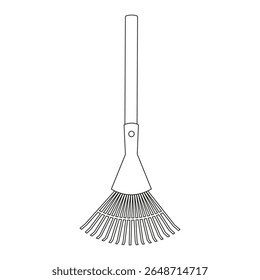 Leaf rake outline icon. Lawn rake. Garden tool for autumn leaves.
