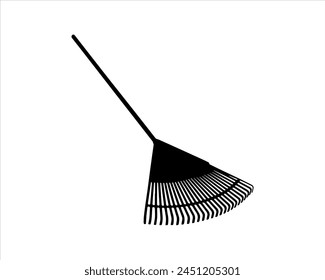 Leaf rake silhouette vector on white background