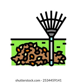 leaf raking garden maintenance color icon vector. leaf raking garden maintenance sign. isolated symbol illustration