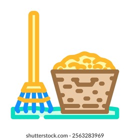 leaf raking garden maintenance color icon vector. leaf raking garden maintenance sign. isolated symbol illustration