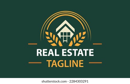 Blatt mit Logo-Design für Immobilien, das als Icon zu Hause verwendet wird 
