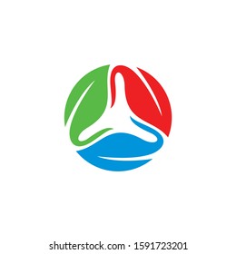 leaf recycle colorful logo design