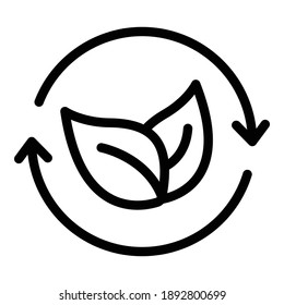 Icono de reciclaje de hoja. Icono del vector de reciclaje de hoja de contorno para diseño web aislado en fondo blanco