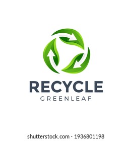 leaf recycle logo design vector illustration