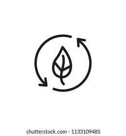 Leaf with recycle symbol line icon. Circle, plant, nature. Ecological recycling concept. Can be used for topics like, environment, ecology, sustainability