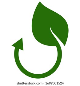 leaf recycling icon. ecology icon. flat leaf design