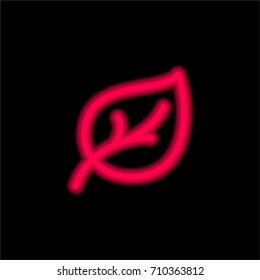 Leaf red glowing neon ui ux icon. Glowing sign logo vector
