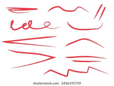 Leaf red line icons made with brush strokes.