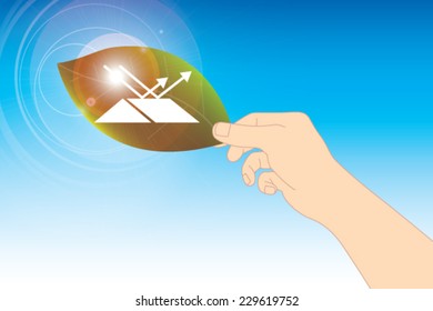 Leaf with reflect on roof vector