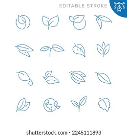 Leaf related icons. Editable stroke. Thin vector icon set