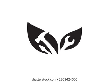 leaf repair logo design. simple creative nature symbol vector.