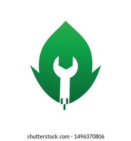 Leaf With Repair Symbol Logo Design