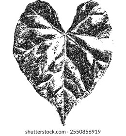 Leaf with retro photocopy stipple effect, for grunge punk y2k collage design. Vector illustration in vintage halftone brutalist design for banner or poster