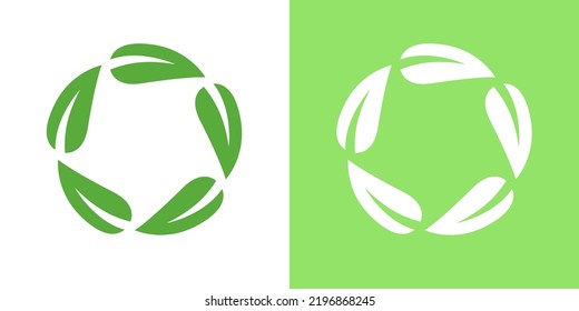 Leaf Reuse Solid Icon Design Vector. Clean  Energy Power Ecology Sustainability Symbol Illustration.	