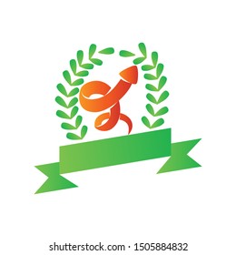 Leaf Ribbon Arrow Direction Vector color Isolated