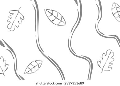 leaf river flow sketch pencil background vector