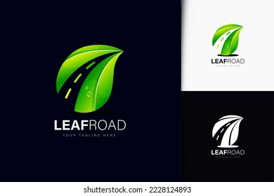 Leaf road logo design with gradient