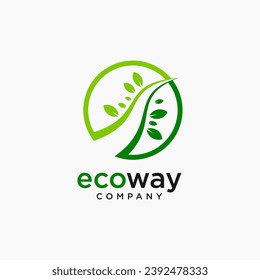 Leaf Road Logo Images. Eco Minimalist Logo.