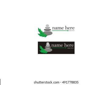 leaf and rock vector icon logo