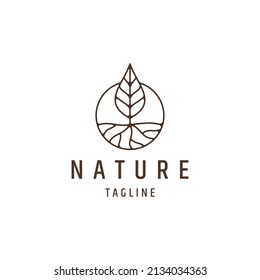 Leaf root line logo icon design template