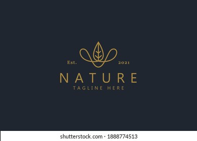 Leaf and Rope Natural Creative Concept Logo. Abstract Shape Cowboy Hat.