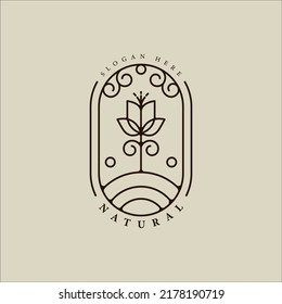 diseño gráfico de línea del logotipo de la ecología de la hoja y la rosa vectores de la ilustración simple minimalista diseño gráfico de la plantilla de la ilustración. símbolo natural o natural para el concepto de jardín o medio ambiente con insignia y tipografía