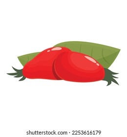 Leaf rosehip icon cartoon vector. Berry food. Nutrition wild