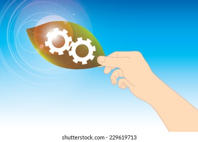 Leaf with rotate gear vector