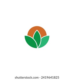 leaf with round circle shape for nature of environment logo design vector