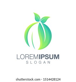 leaf round color logo design
