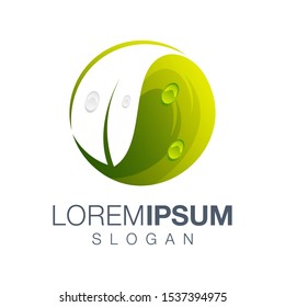 leaf round color logo design