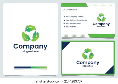 hoja, redondo, diseño de logotipo y tarjeta de visita