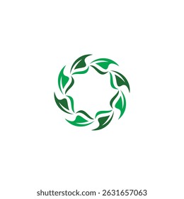 Leaf Round Logo Vector. Organic Icon Design