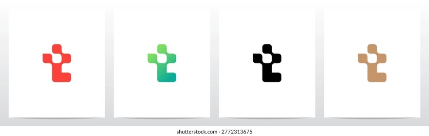 Leaf Rounded Squares Connected Letter Initial Logo Design L