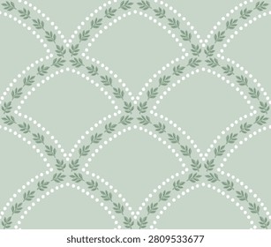 LEAF SCALLOP PATTERN REPEAT VECTOR FILE, LEAVE DAMASK, BOHO TILE