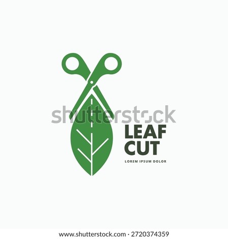 Leaf and scissor logo design. Leaf cutting symbol logo icon simple flat style vector illustration