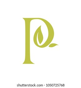 Leaf And Script Letter P