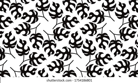 Leaf seamless background on white background. Vector illustration.