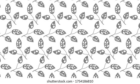 Leaf seamless background on white background. Vector illustration.