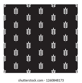 Leaf seamless black and white pattern