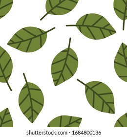 leaf seamless doodle pattern, vector illustration