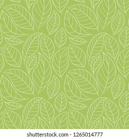 Leaf seamless pattern. Abstract floral background with leaves. Green color