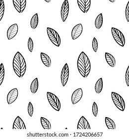 leaf seamless  pattern. Beautiful Botanical illustration of leaves.Digital paper . Design for textiles, postcards, web