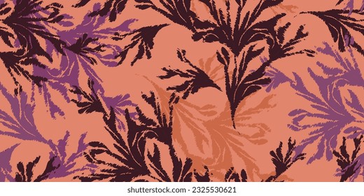 Leaf seamless pattern. Creative design hand drawn leaves. Beautiful modern fabric prints. Vector illustration