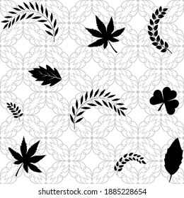 Leaf seamless pattern. Fashion graphic background design. Modern stylish abstract texture. Monochrome template for prints, textiles, wrapping, wallpaper, website. Design element. Vector illustration