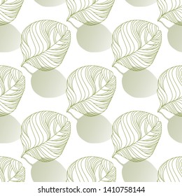 Leaf seamless pattern. Green botanical pattern on a white background for invitations, greetings, postcards, covers, posters, textiles, wallpapers. Vector illustration
