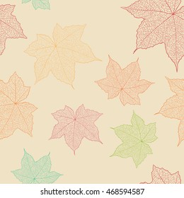 Leaf seamless pattern hand sketching.