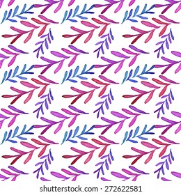 Leaf. Seamless pattern with leaves. Hand-drawn background. Vector illustration. Real watercolor drawing