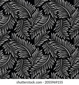 leaf seamless pattern on back background